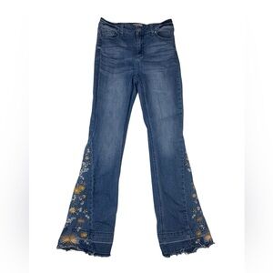 Floral Embroidered Wide Leg Jeans